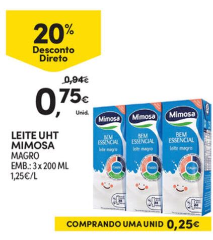 Promoção Leite UHT Mimosa 3x200ml em Continente