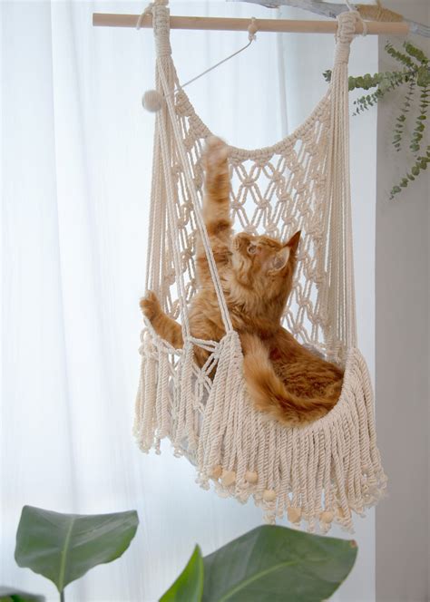 Lit Suspendu De Chat Hamac De Chat De Macrame Meubles De Mur Etsy