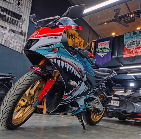 Yamaha R V Shark Edition Full Body Wrap Decals Sticker Kit At Rs