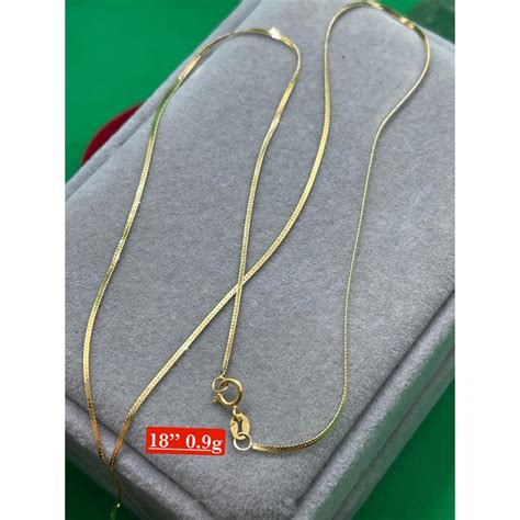 COD PAWNABLE 18K SAUDI GOLD FLAT CHAIN 16 18 Shopee Philippines