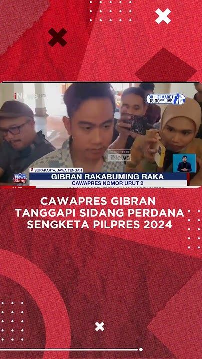 Gibran Tanggapi Sidang Perdana Sengketa Pilpres 2024 Youtube