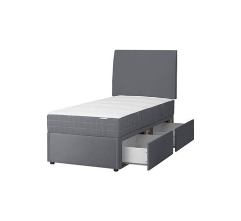 3ft Single Divan Bed Base In Charcoal Faux Leather