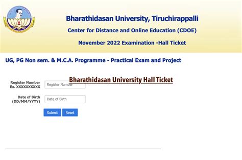 Bharathidasan University Hall Ticket Bdu Cde Distance Education