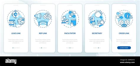 Holacracy Core Roles Blue Onboarding Mobile App Screen Stock Vector