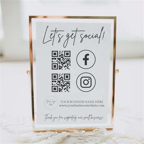 Social Media Sign Template Qr Code Sign Editable Small Etsy