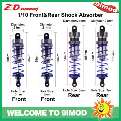 2Pcs ZD Racing Front Raer Shock Absorber Damper Suspension For 1 10 HSP