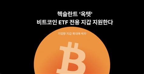 헥슬란트 블록체인 인프라 서비스 옥텟에 비트코인 Etf 전용 지갑 지원 Zdnet Korea