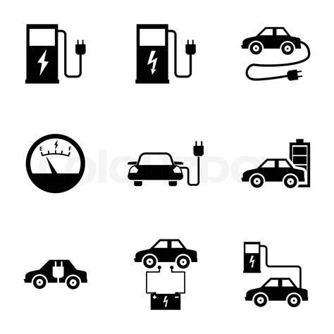 Vektor Schwarz Elektroauto Icons Set Stock Vektor Colourbox