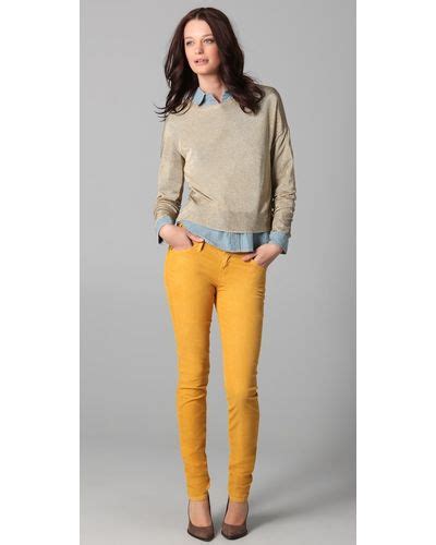 Lyst Currentelliott The Skinny Corduroy Pants In Yellow