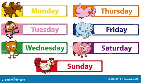 Days Of The Week Flashcards With Pictures