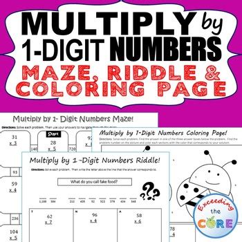 Multiplication By Digit Numbers Maze Riddle Color By Number Fun Math