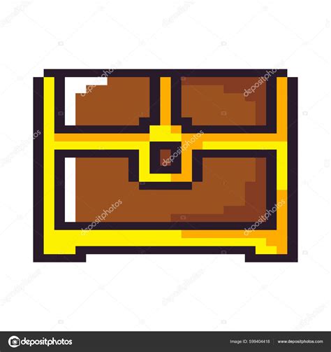 Treasure Chest Pixel Art Icon Isolated Stock Vector By Stockgiu 599404418