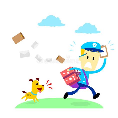 Dog Chasing a Mailman stock vector. Illustration of package - 45107899