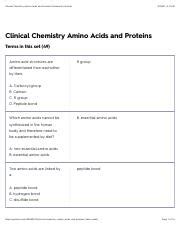 Clinical Chemistry Amino Acids And Proteins Flashcards Quizlet Pdf