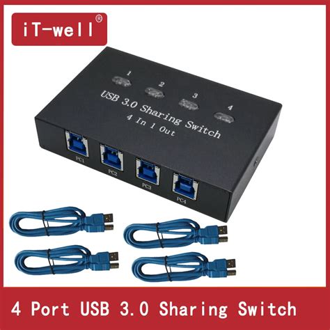 It Well Usb 30 Manual Sharing Switch Kvm Switcher Adapter Box 4