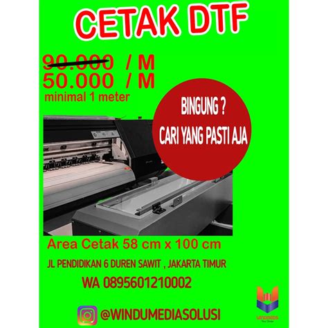 Jual Print DTF Meteran Siap Press Cetak Sablon Satuan DTF 58 X 100 Cm