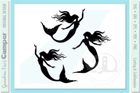 Mermaid Swimming Svg 3 Variations Mermaid Sublimation Png