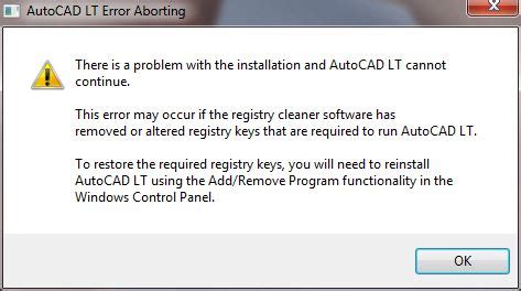 There Is A Problem With The Installation And AutoCAD Cannot Continue