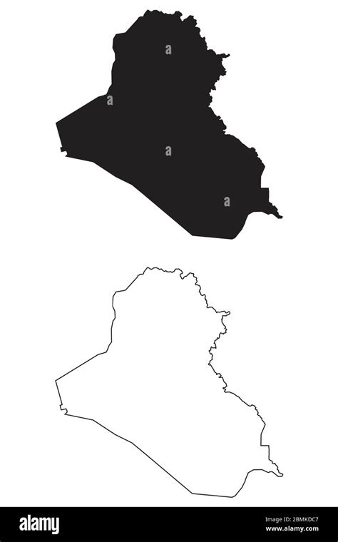 Iraq Country Map Black Silhouette And Outline Isolated On White