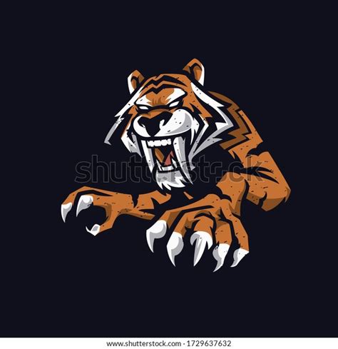 Tigre Enojado Con Colmillos Largos Elemento Vector De Stock Libre De