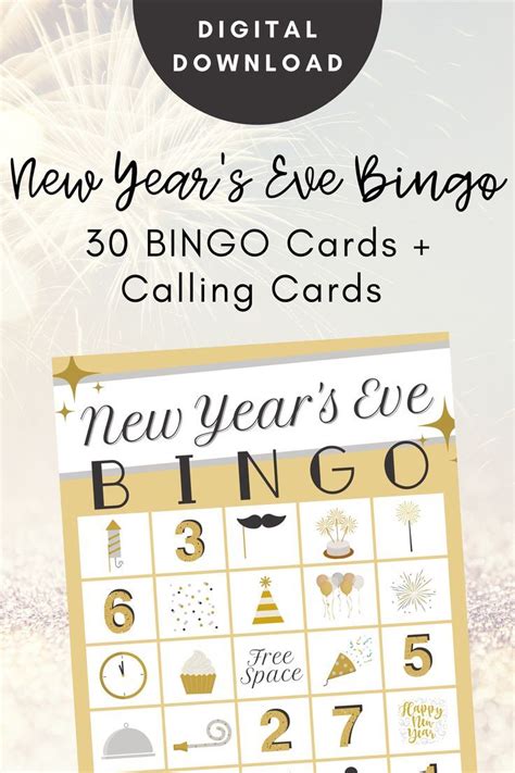 New Years Eve Bingo Bingo Cards Printable New Years Eve Etsy Bingo