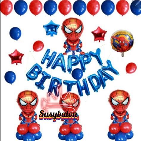 Jual Paket Dekorasi Happy Birthday Karakter Spiderman Paket Happy