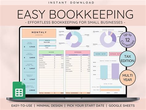 Buchführung Vorlage für Small Business Easy Income Tracker Etsy de