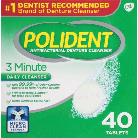 Polident Denture Cleanser Antibacterial 3 Minute Tablets