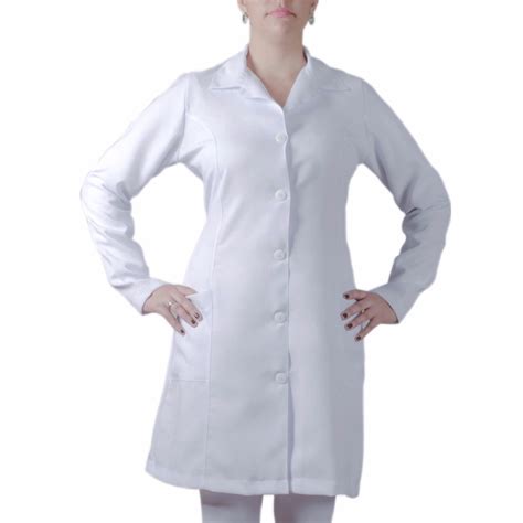 Jaleco Branco Enfermagem Feminino Em Gabardine Luxo Em Promo O