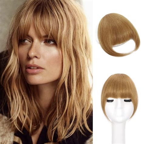 Clip In Bangs Human Hair Strawberry Blonde French Bangs In Hair