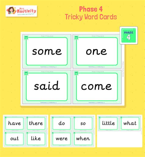 Phase 4 Tricky Word Cards Phase 4 Phonics Resources