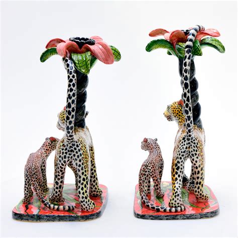 Ardmore Ceramics Leopard Candleholders Pair By Ardmore Mutualart