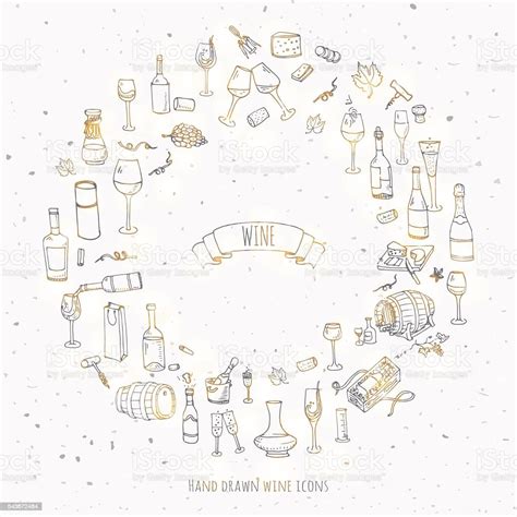 Wine Set Icons Stock Illustration Download Image Now Icon Sketch