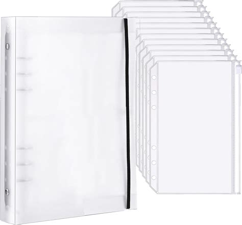 Antner Pcs A Zipper Binder Pockets Pvc Ring Binder Pouched Sleeves