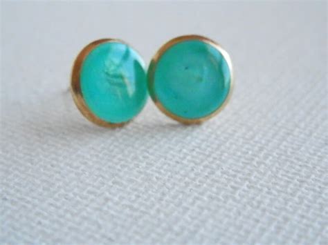 Seafoam Earrings Seafoam And Gold Seafoam Studs Etsy