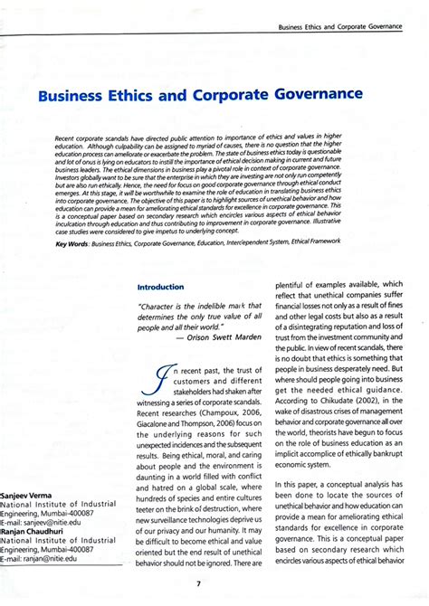 PDF Business Ethics And Corporate Governance