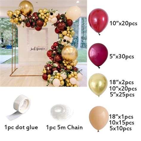 Pcs Burgundy Wine Red Balloon Garland Arch Kit Metal Globos Etsy