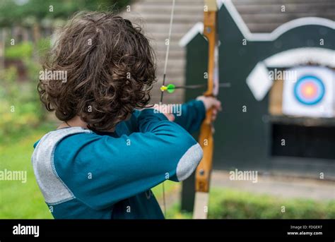 Teenage Boy Doing Archery Stock Photo Alamy