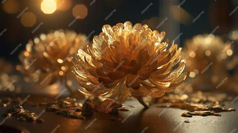 Premium AI Image | A close up of a flower arrangement with gold petals ...