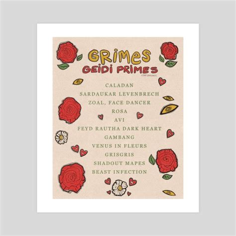 Grimes - Geidi Primes Album Tracklist Poster, an art print by alexandra eriksen - INPRNT