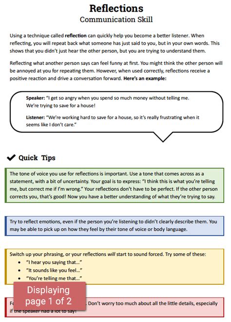 Active Listening Communication Skill Worksheet Therapist Aid Anger