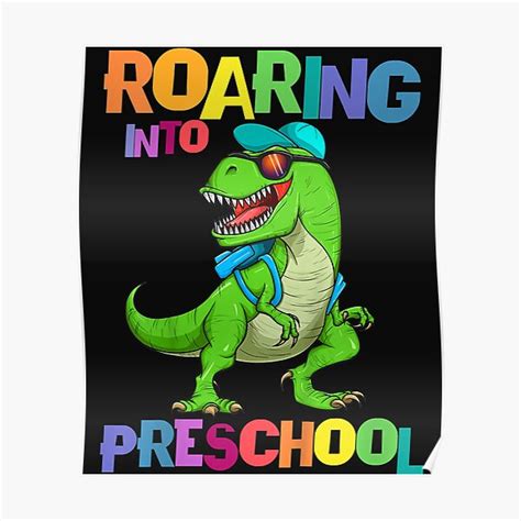 Póster Niños rugiendo en dinosaurio preescolar T Rex Regreso a la