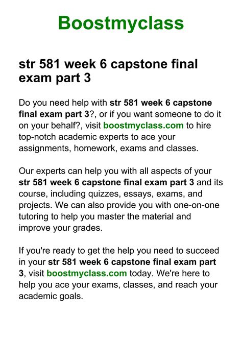 Str Week Capstone Final Exam Part By Boost My Class Issuu