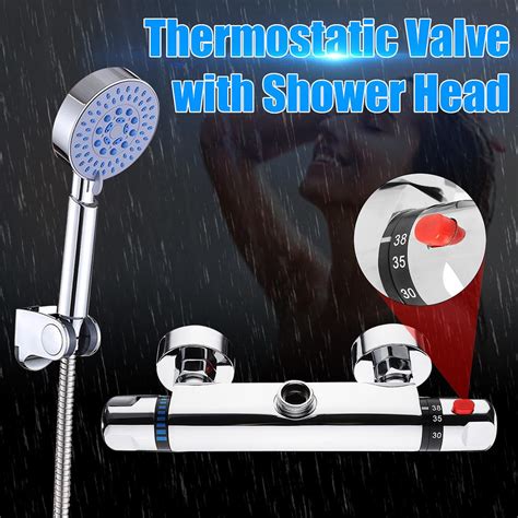 Buy Xueqin Brass Chrome Thermostatic Mixer Dual Handle Bathroom Shower