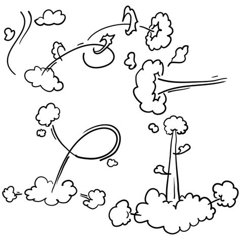 doodle smoke trail illustration vector handdrawn style 6940740 Vector ...