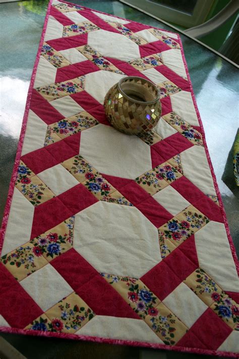 Garden Twist Quilted Table Runner Pink By Moranartandquilts