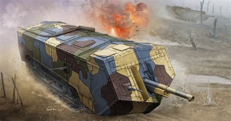 Vincent Wai's military art: French Saint-Chamond Heavy Tank. WWI