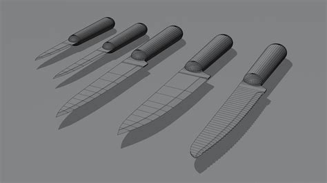 D Model Kitchen Knife Set Vr Ar Low Poly Cgtrader