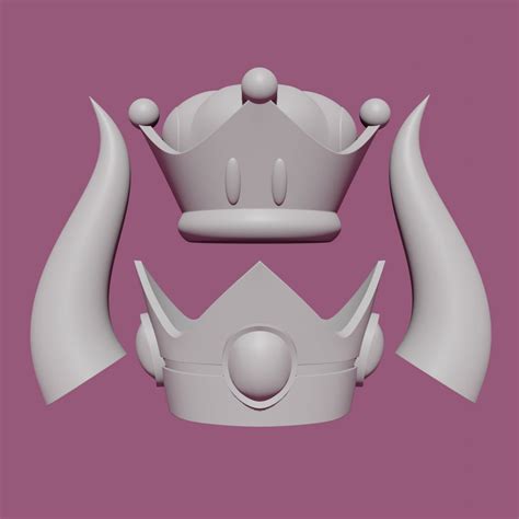 Bowsette Crown And Horns Stl 3d Print Etsy