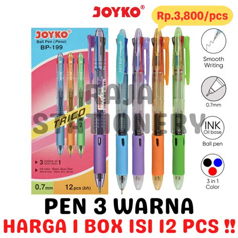 Jual Joyko Ball Pen Colours Black Blue Red Bolpen Pulpen Warna